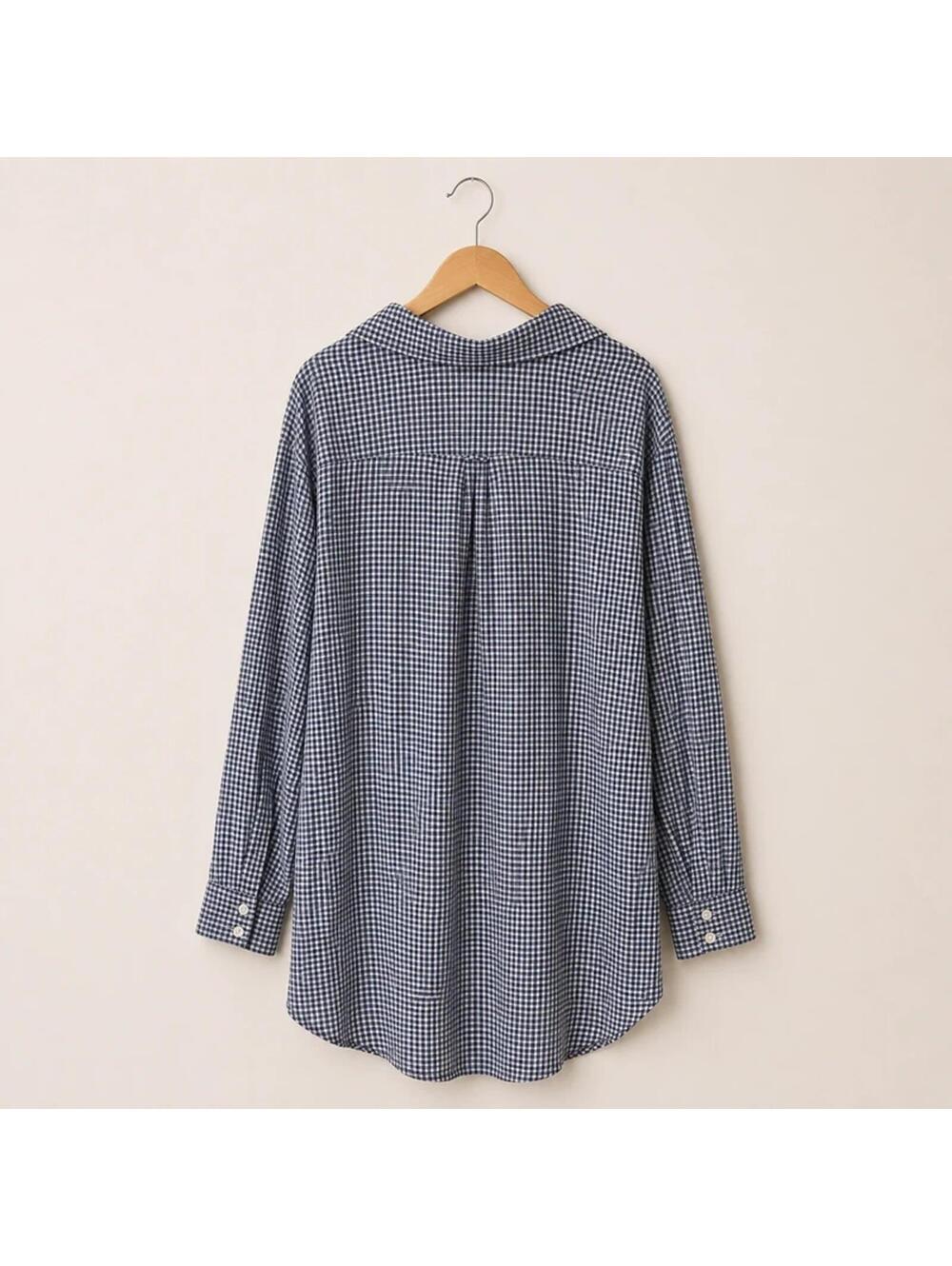 Aerie Blue Gingham Oversized Button Down Shirt Large Cottagecore Top - Picture 2 of 3